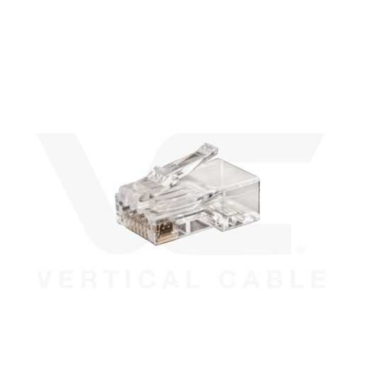 Bolsa C/100 Piezas Plug RJ45 CAT6/6A Vertical Cable, Para Cable Solido, Con Chapa de Oro, 012-025/EZF-100