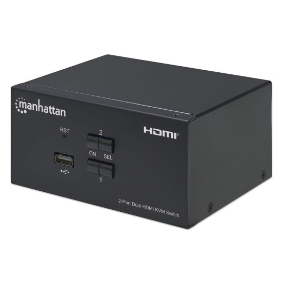 Switch KVM HDMI de 2 Puertos Para Dos Monitores Manhattan 153522 Negro