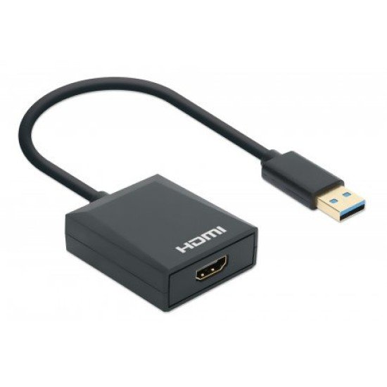 Convertidor De Video Manhattan 153690 / De USB-A a HDMI 1080P / 60Hz / Negro