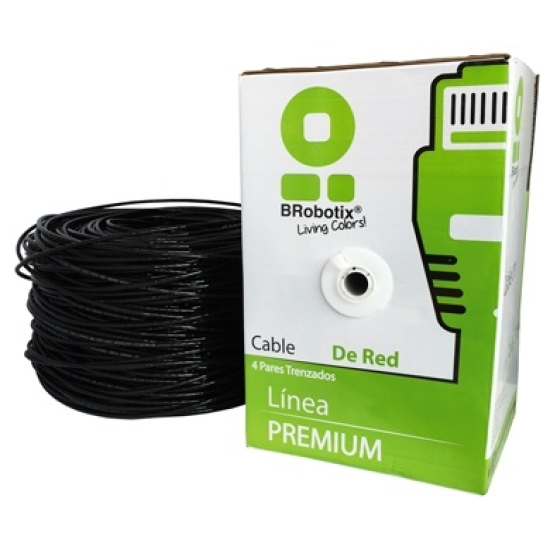 Bobina de Cable UTP CAT6 Brobotix 171100 Negro/ 305 Metros/ Exterior/ Doble Forro