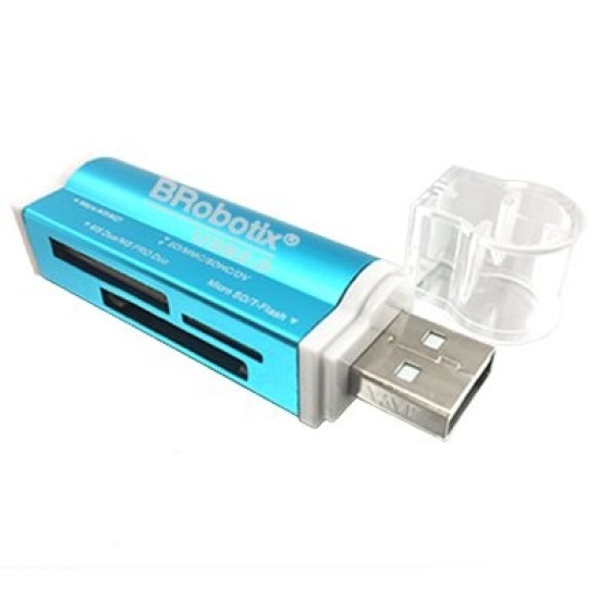 Lector USB V2.0 Brobotix 180420A "Todo En Uno" Color Azul