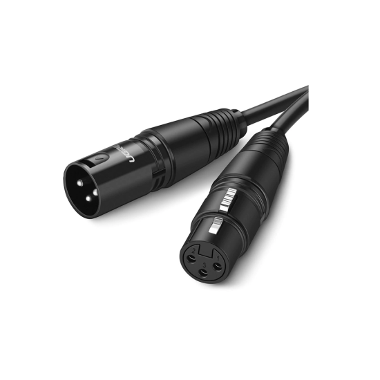 Cable para Microfono XLR Tipo Canon Macho a Hembra Ugreen 20712 5 Metros Plug & Play Antiinterferencias/ Triple Blindaje/ Color Negro