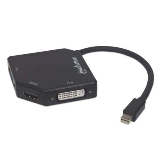 Adaptador Mini Displayport Macho a HDMI/ DVI/ VGA Hembra Activo Manhattan 207720 Negro