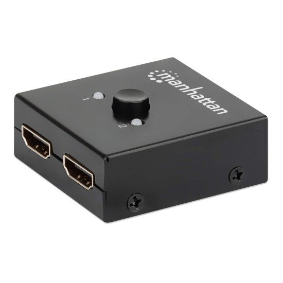 Switch de 2 Puertos HDMI Manhattan 207850, Bidireccional 3X HDMI Hembra, Negro