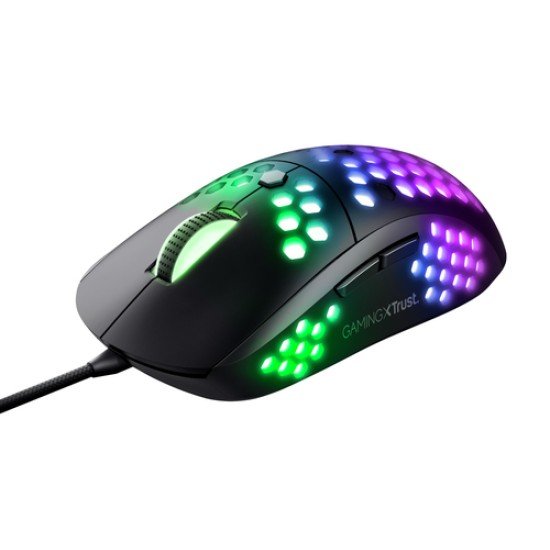 Mouse Alambrico Gamer Trust GXT 960, 10.000DPI, 6 Botones, RGB, USB A, Color Negro, 23758