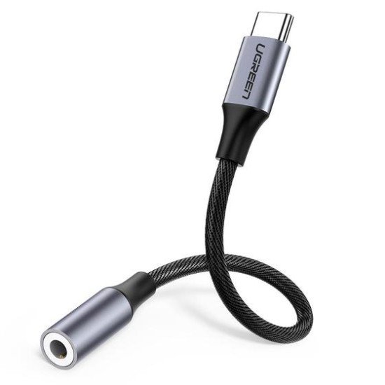Cable Adaptador USB Tipo-C a Jack 3.5MM Ugreen 30632 10CM/ Soporta CTIA/ OMTI/ HIFI/ Plug & Play/ Carcasa de Aluminio/ Nylon Trenzado