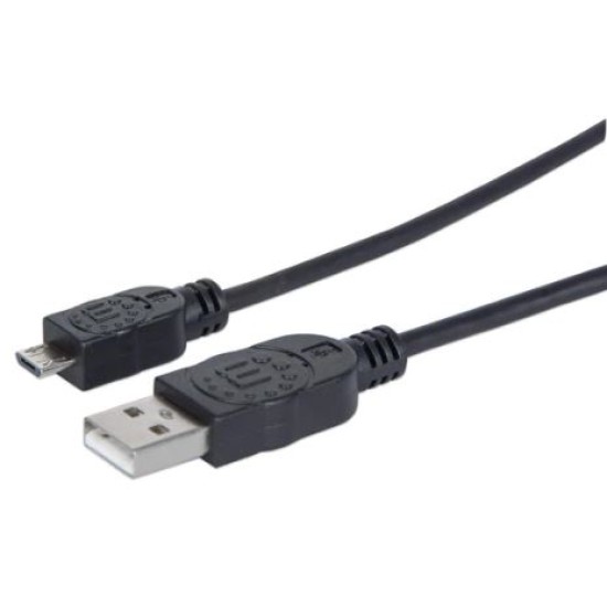Cable USB V2.0 a Micro-B 1.8M Manhattan Negro 307178