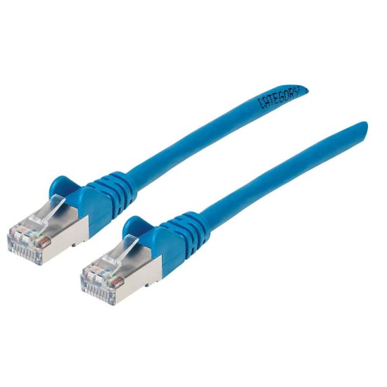 Cable de Red S/FTP Cat 6A RJ45 de 0.3 Metros Intellinet 315982, Color Azul