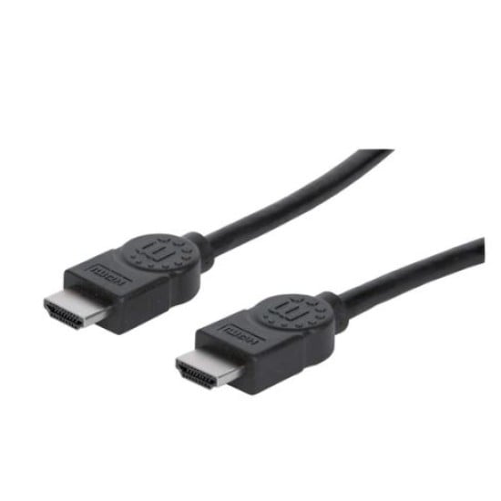 Cable HDMI de Alta Velocidad con Canal Ethernet Blindado Manhattan 323222 de 3Metros, color Negro