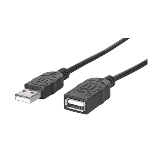 Cable de Extension USB 2.0 de Alta Velocidad Manhattan 338653 de 1.8M Color Negro