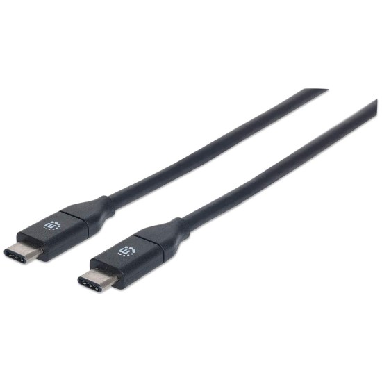 Cable USB C Macho - USB C Macho Manhattan 353526 de 1Metro, color Negro