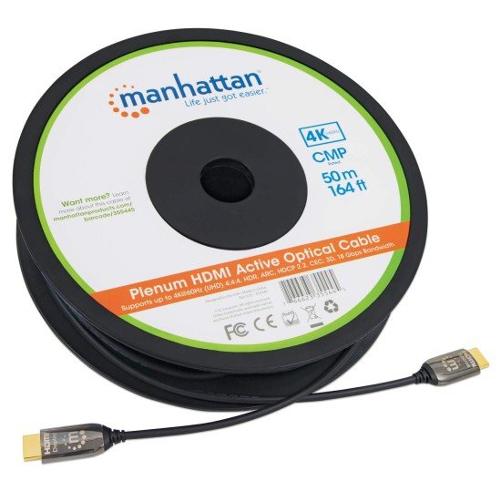 Cable HDMI Optico Activo Plenum Manhattan 355445 Macho a Macho 50 MTS