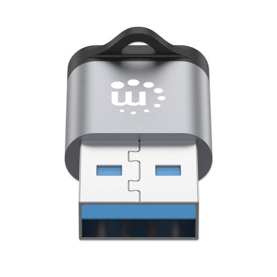 Adaptador de USB-A A USB-C V3.2 Manhattan 356305 5GBPS 3A, Aluminio Gris Espacial/ Negro