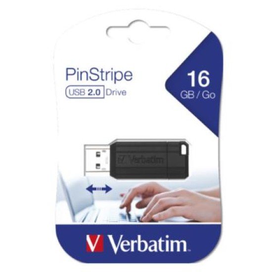 Memoria USB 2.0 16GB Verbatim PinsTripe 49063 Color Negro