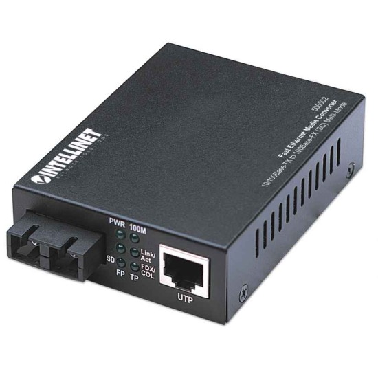 Convertidor de Medios Fast Ethernet RJ45 a Fibra SC Intellinet 506502