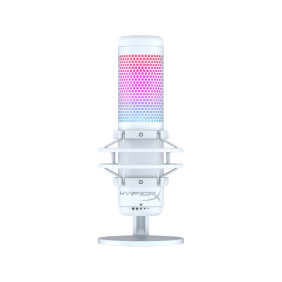 Microfono Hyperx HP 519P0AA RGB, USB, Cuatro Patrones Polares, Filtro Pop, Color Blanco