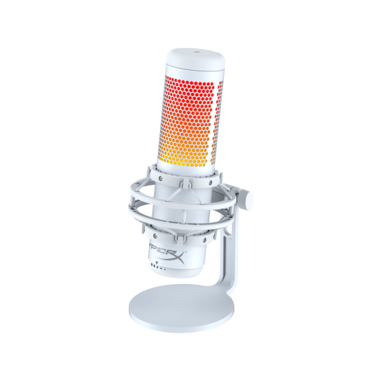 Microfono Hyperx HP 519P0AA RGB, USB, Cuatro Patrones Polares, Filtro Pop, Color Blanco