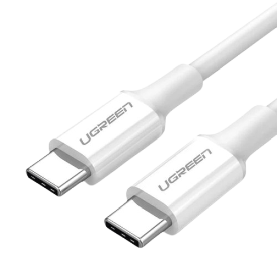 Cable USB-C A USB-C Ugreen 60518 / 1 Metro / Carga Rápida De Hasta 60W / 480Mbps / Color Blanco