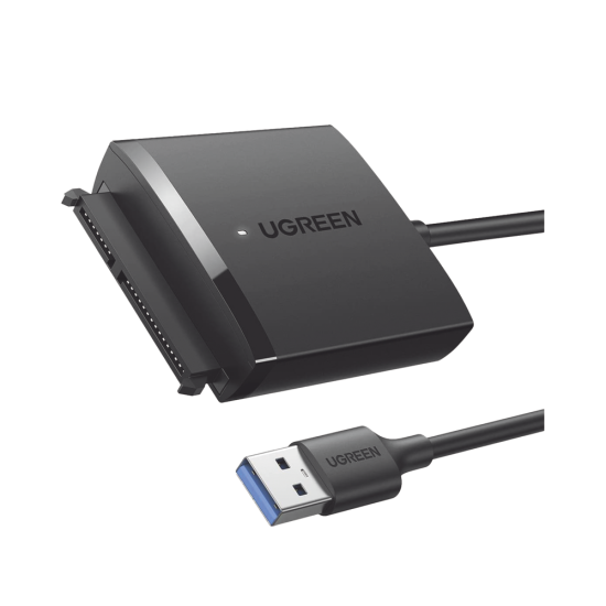 Adaptador USB 3.0 a SATA III Ugreen 60561,Compatible Con Disco Duro HDD y SSD de 2.5" y 3.5" de Hasta 12 TB/ Velocidad USB 3.0 de Hasta 5 GBPS/ Alta Velocidad Con UASP & TRIM/ Cable de 50 CM