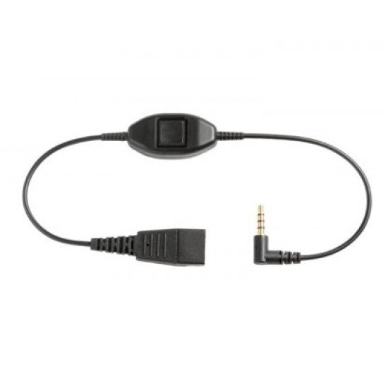 Cable Cord QD a conector de 3.5 mm con push-to-talk, Jabra, color negro, Mobile-QD-35MM-S, 8800-00-103
