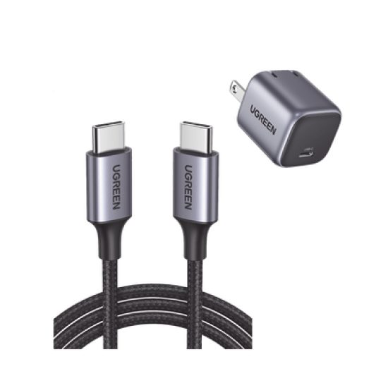 Cargador de 20W y Cable USB-C Ugreen 90902US261, Carga Rapida, Cable de 1M, Carcasa de Aluminio, Nylon Trenzado