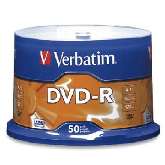 DVD-R Verbatim AZO 4.7GB/ 120MIN 16X Tray VL Spindle C/50, 95101