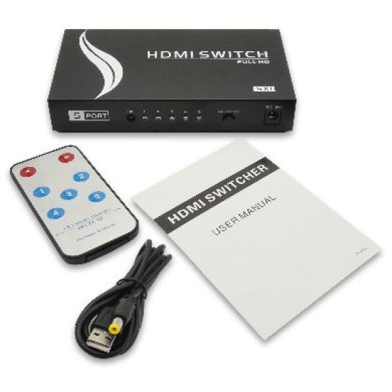 Multiplexor Manual HDMI Brobotix 963684 5 Dispositivos a 1 TV, Con Control Remoto