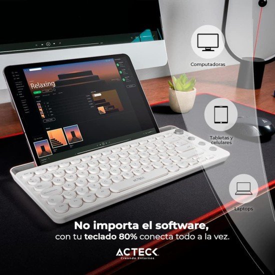 Teclado Inalámbrico TKL Acteck Uny Comp TI685 AC-934190 / Dual / Multidispositivo / Español / Blanco
