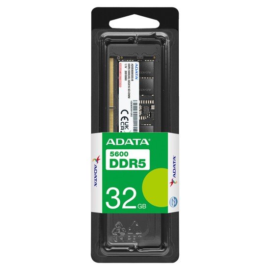 Memoria DDR5 de 32GB, 5600MHz, ADATA AD5U560032G-S, CL46, ECC, color negro