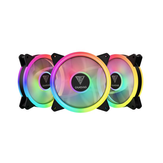 Ventilador Gamdias Aeolus M2-1203 Lite, RGB/ 120MM/ 1200RPM/ Color Negro/ 3PZ