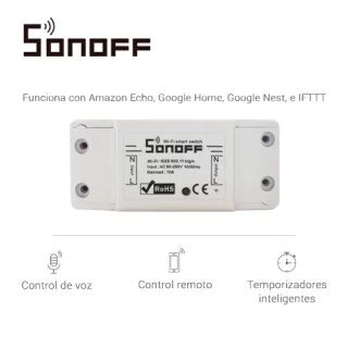 Interruptor Inalambrico ON/OFF WIFI Sonoff BASICR2 Con Temporizador Para  IOS y Android Compatible Con Alexa/