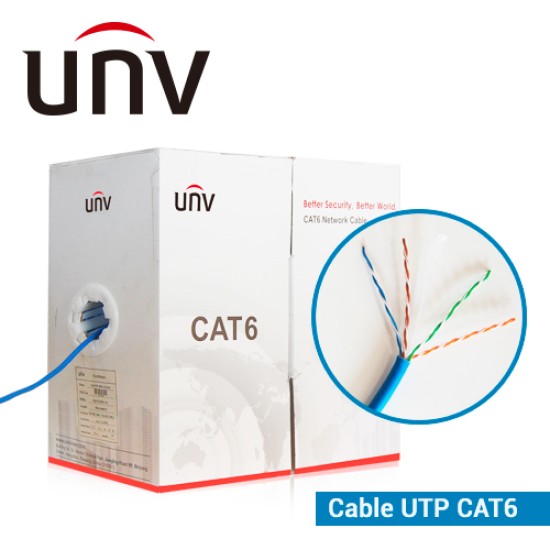 Bobina de Cable UTP CAT6 UNV CAB-LC3100A-IN Forro PVC Azul 4 Pares/ 23 AWG/ Cobre/ Uso Interior/ 305 Metros