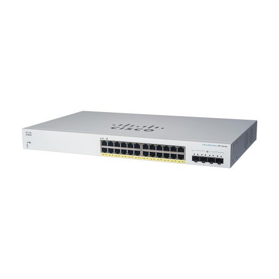 Switch Cisco 24 Puertos 10/100/1000 Gigabit 195W Power Budget 4 Gigabit SFP, CBS220-24P-4G-NA