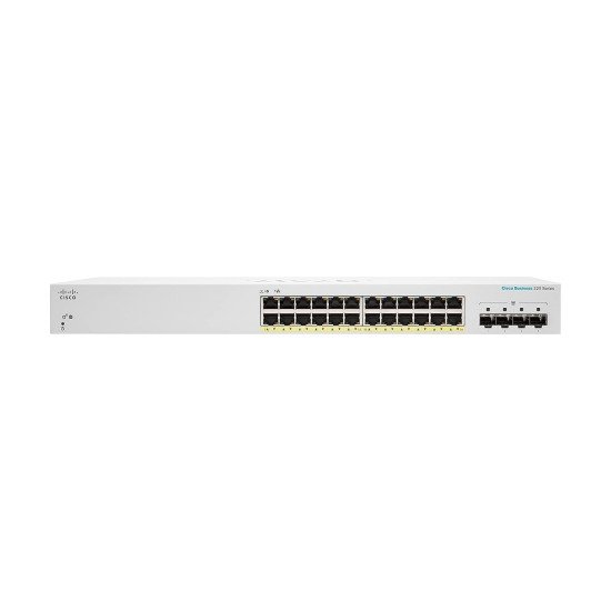 Switch Cisco 24 Puertos 10/100/1000 Gigabit 195W Power Budget 4 Gigabit SFP, CBS220-24P-4G-NA