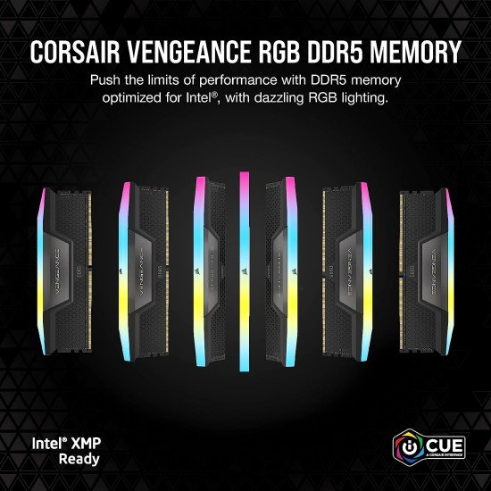 Memoria DDR5 64GB (2X32GB) 5600Mhz Corsair Vengeance RGB Negro, CMH64GX5M2B5600C36