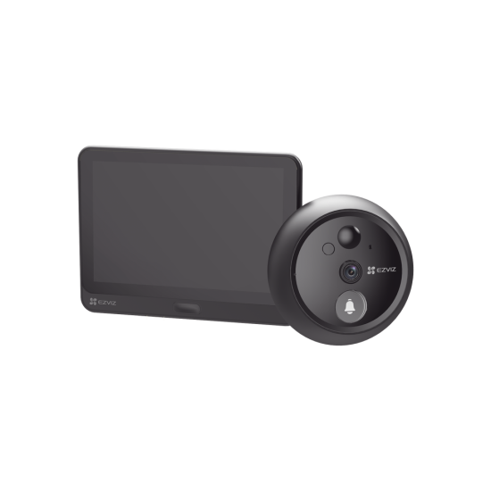 Videoportero Ezviz CS-HP4, Con Mirilla y Pantalla WI-FI de Bateria Recargable/ Para Instalarse en Puerta/ Camara 1080P/ Sensor PIR/ Deteccion de Movimiento/ Audio de Dos Vias/ Uso en Interior