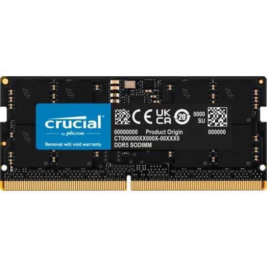 Memoria SODIMM DDR5 16GB 5600MHZ Crucial CT16G56C46S5, Negro
