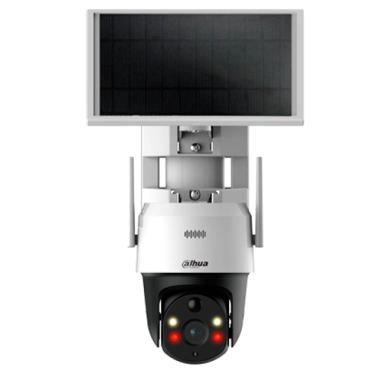 Camara IP PT 4G Panel Solar Dahua DH-SD2A200HB-GN-AGQ-PV-SP-LA 2 MPX/H.265/Luz Calida 30M/LED IR 30 M/Sensor PIR/Bidireccional/Ranura Para Micro SD/Alarma de Luz y Sonido