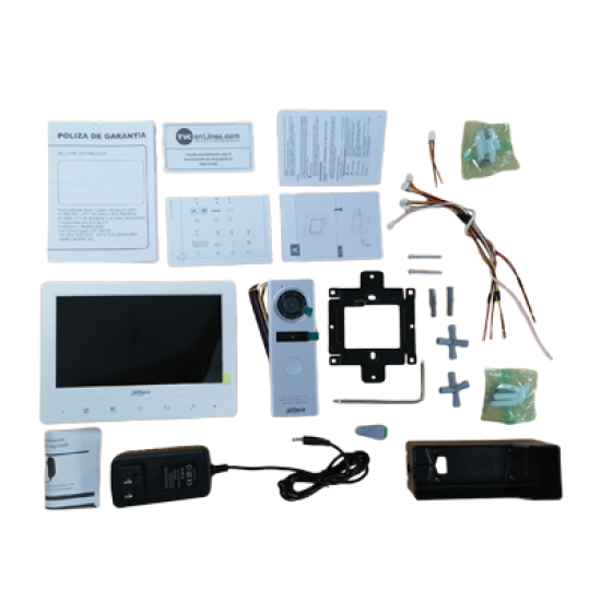 Kit de Videoportero Analogico Dahua DHI-KTA02 Pantalla 7"/ Botones Touch/ Frente de Calle/ Cam 1.3MP/ Blanco