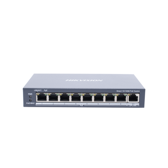 Switch Monitoreable POE+ Hikvision DS-3E1309P-EI 8 Puertos 10/100 MBPS POE+/ 1 Puerto 10/100/1000 MBPS de Uplink/ POE Hasta 250 Metros/ Conexion Remota Desde Hik-Proconnect / 110 W