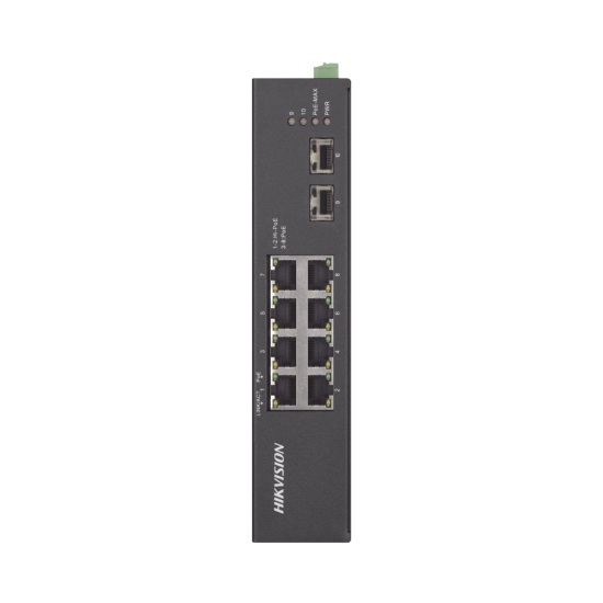 Switch Industrial No Administrable Gigabit, Hikvision, 6 Puertos Gigabit POE+ (30 W) + 2 Puertos Gigabit POE++ (60 W)/2 Puertos SFP/120 W Total/48 a 57 VCD, DS-3T0510HP-E/HS