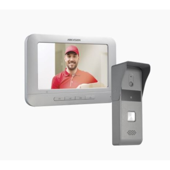 Kit de Videoportero Analogico con Pantalla LCD a Color de 7" Hikvision DS-KIS203-T Frente de Calle Para Exterior IP65