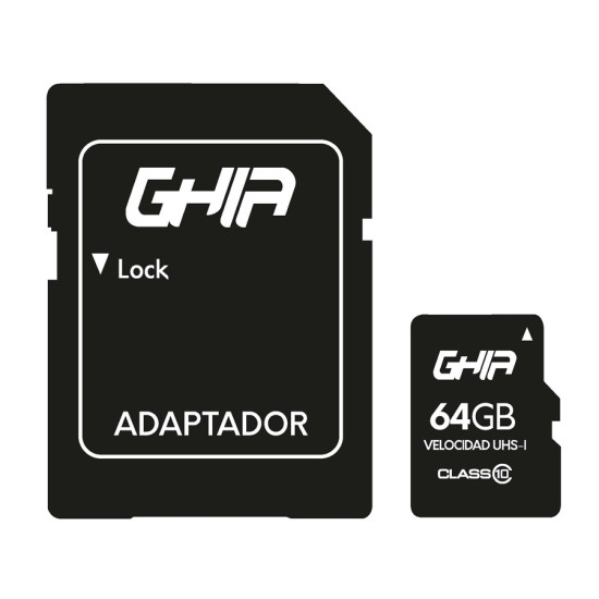 Memoria MicroSD 64GB Ghia GAC-210 Clase 10 con Adaptador