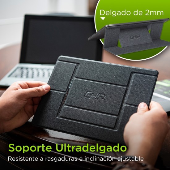 Base Ajustable Adhesiva Para Tablet o Laptop de Hasta 15.6" Ghia GAC-225 Practico y Delgado Color Gris