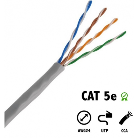 Bobina de Cable UTP CAT5E Ghia GCB-031 305 Metros Color Blanco 24 AWG
