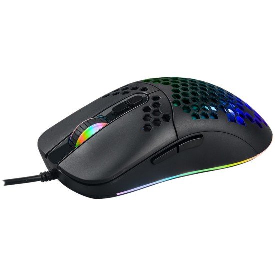 Mouse gamer Mantis Yaguaret GMMANTISYGT, 6400 DPI, 7 botones, RGB, USB, color negro