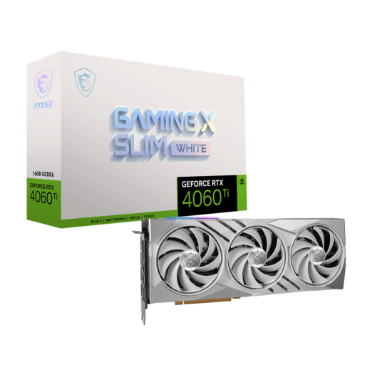 Tarjeta de Video MS Geforce RTX 4060 TI Gaming X Slim White 16G / 16GB/ GDDR6/ 128BIT/ 2685MHZ/ HDMI/ PCI Express X8 4.0
