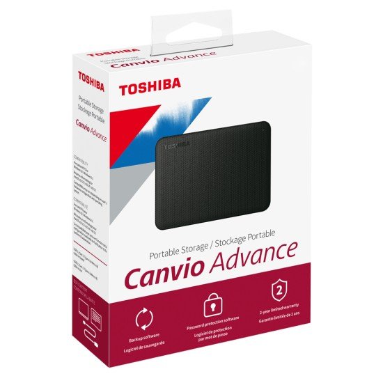 Disco Duro Externo USB 3.2, 2TB Toshiba Canvio Advance V10 Negro 2.5", HDTCA20XK3AA