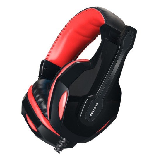 Diadema audífono con micrófono, gamer, Yaguaret HGKRAVENYGT, 3.5mm/20-20kHz/color negro-rojo