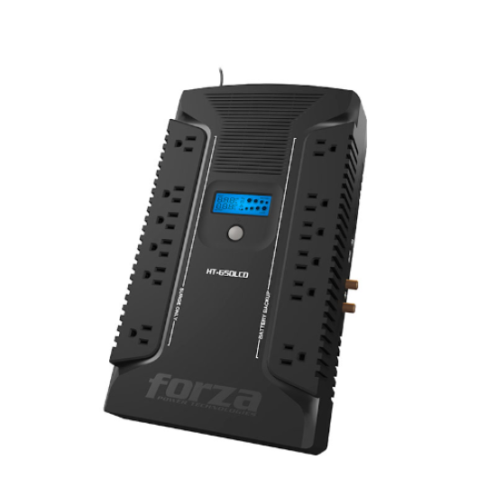 No Break Forza HT-650LCD, 650VA(390W), 12 Contactos Nema 5-15R, USB, 120V, Color Negro